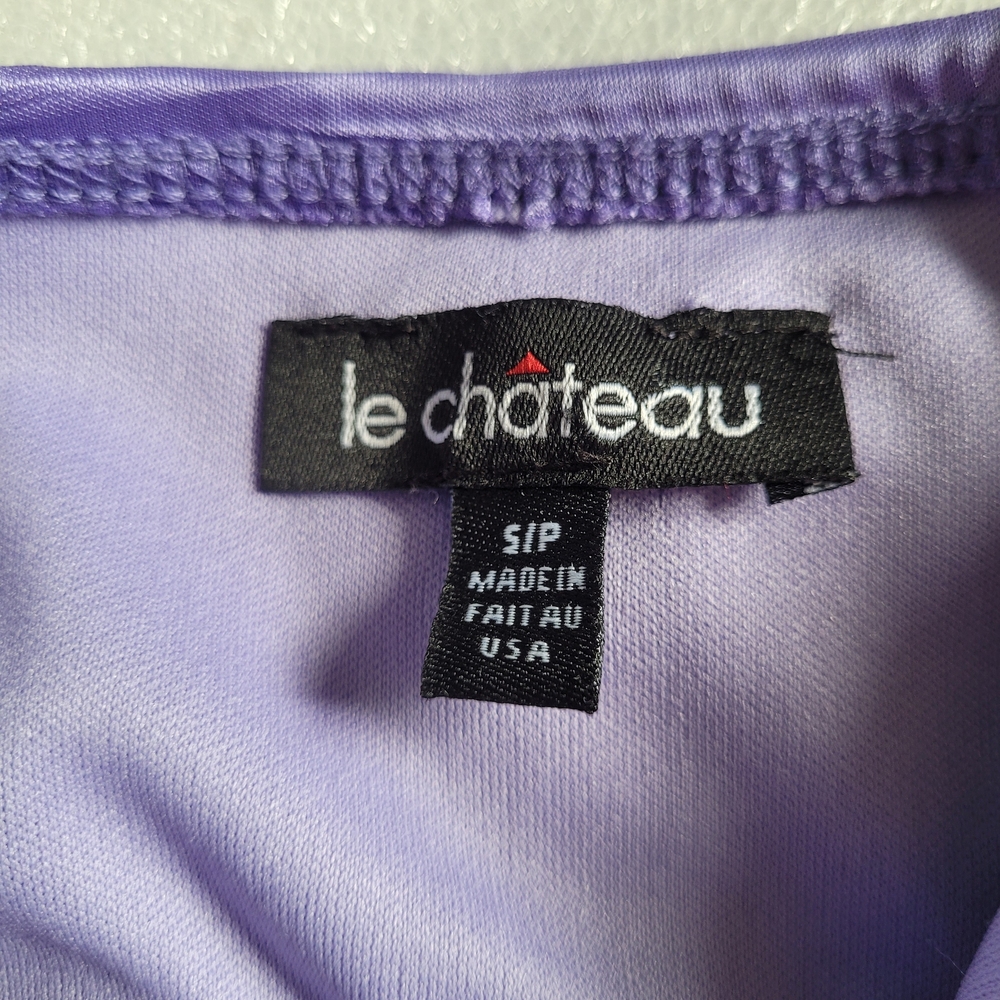 Vintage Y2K Le Chateau Ruched Bodycon Dress McBling Rhinestones Purple Small - Picture 10 of 14